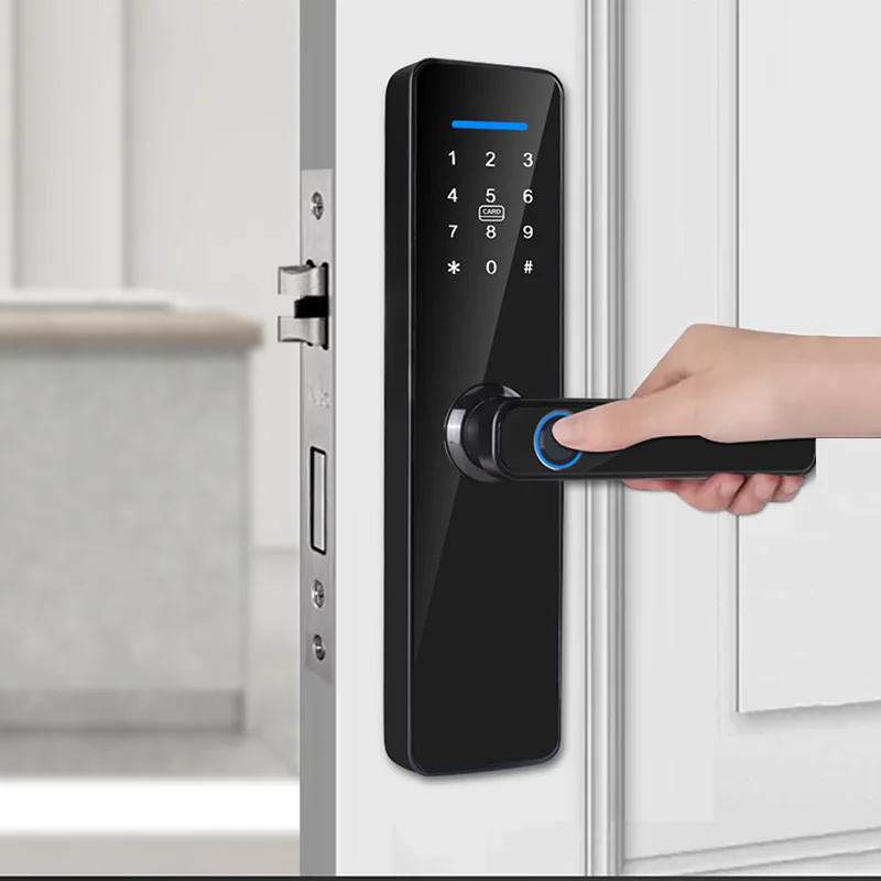 QLEUNG S811 Lock OEM Language LOGO Fingerprint Tuya Smart APP Wifi Door Locks TTlock Password Card  Door Lock