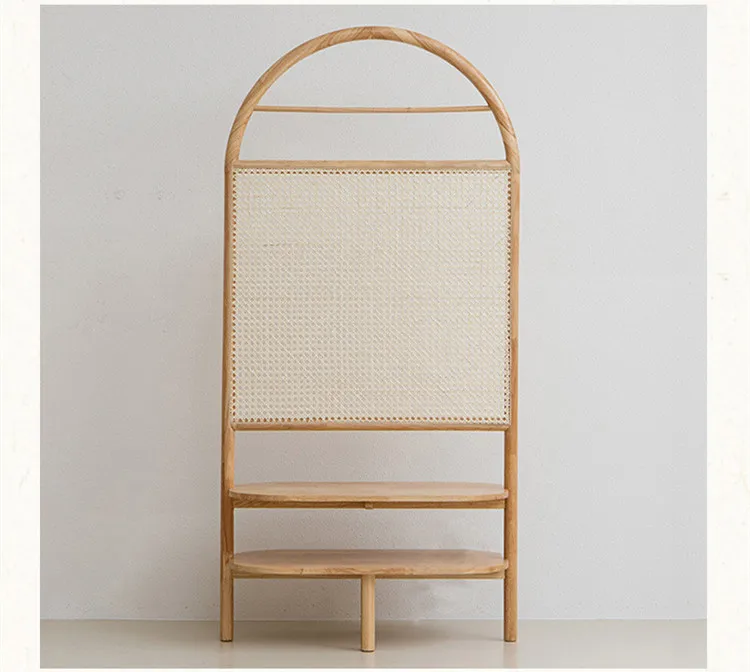 Dreamhause Nordic Fashion Decorative Solid Wood Floor Screen Living Room Handmade Wooden Rattan