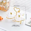 Porte-assiette transparent 3 compartiments en forme de coeur avec perles dorées