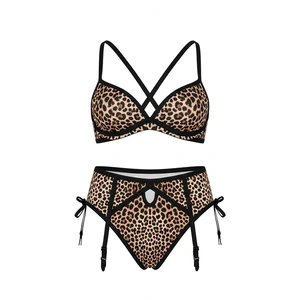 Top Wholesale Lace Bra with Exotic Leopard Print Cross Back Straps Sexy Underwear Women Lingerie for Lady Trendy Lace Bra Set