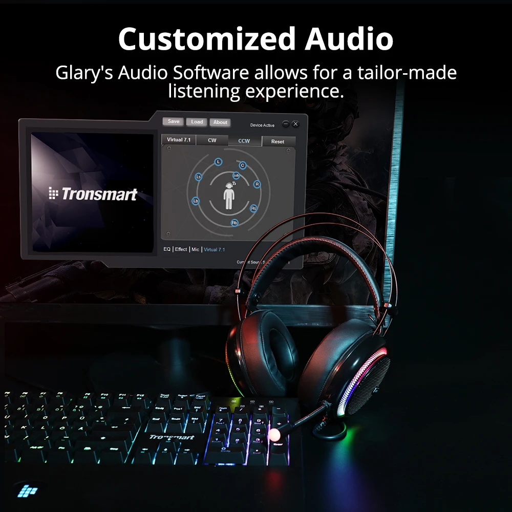 Tronsmart Black Glary 最高のゲーミングヘッドホン マイク付きヘッド