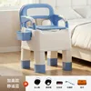 Blue raised indoor squat toilet