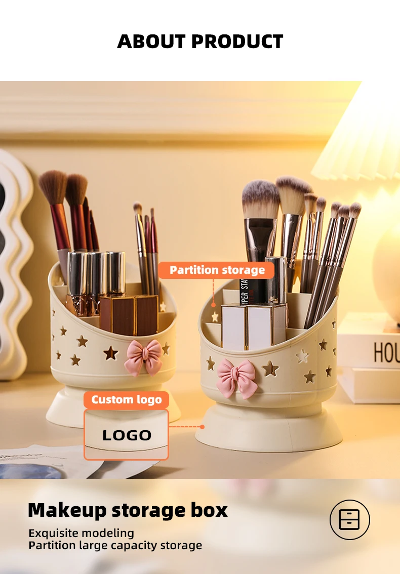 Wannuo Makeup Brush & Lipstick Holder Desktop Makeup Organizers Desktop Makeup Brush Holder With A Bow factory