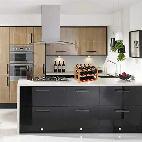 
 3-уровневые натурального бамбука держатель для винных бутылок стеллаж для хранения отдельно стоящая столешница Штабелируемый полка дисплея  