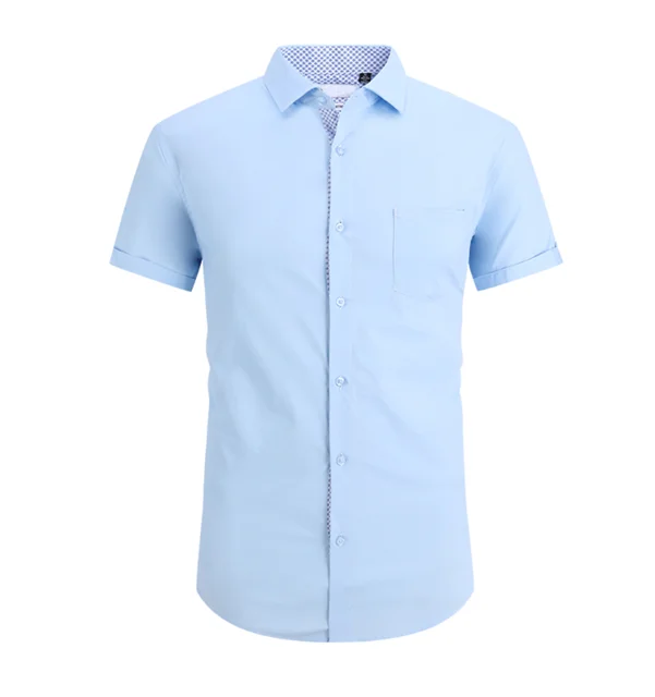 2024 OEM ODM Custom wholesale Summer Men Classic solid office dress cotton formal shirts men's short sleeve for business  men