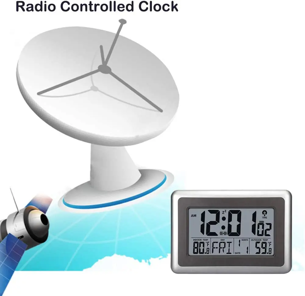 Good Selling Modern Design Digital Clock Large Display Radio Control Temperature Humidity Calendar Digital Wall Clock