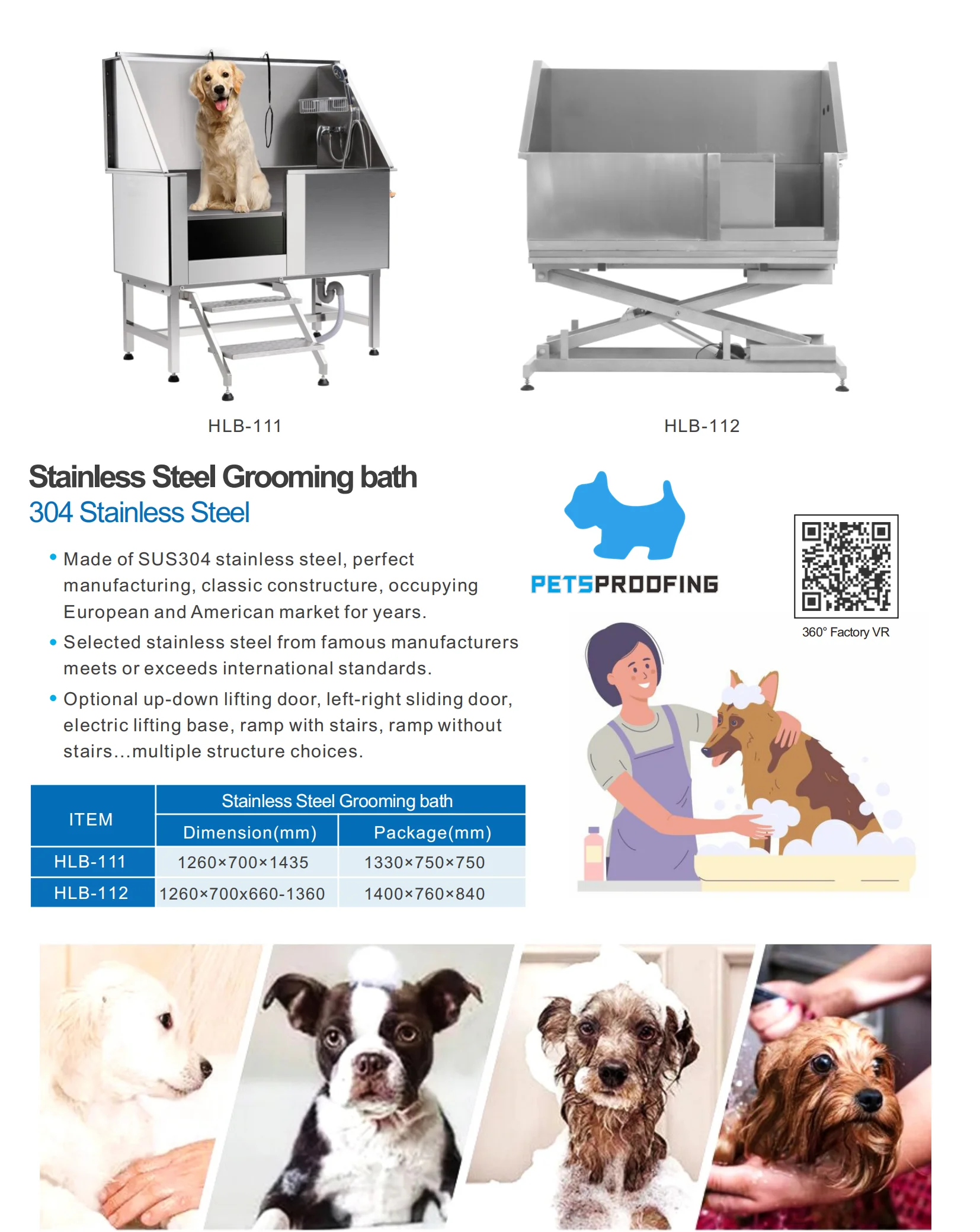 Petsproofing Factory Custom Size Dog Washing Stations With Ramp Faucet