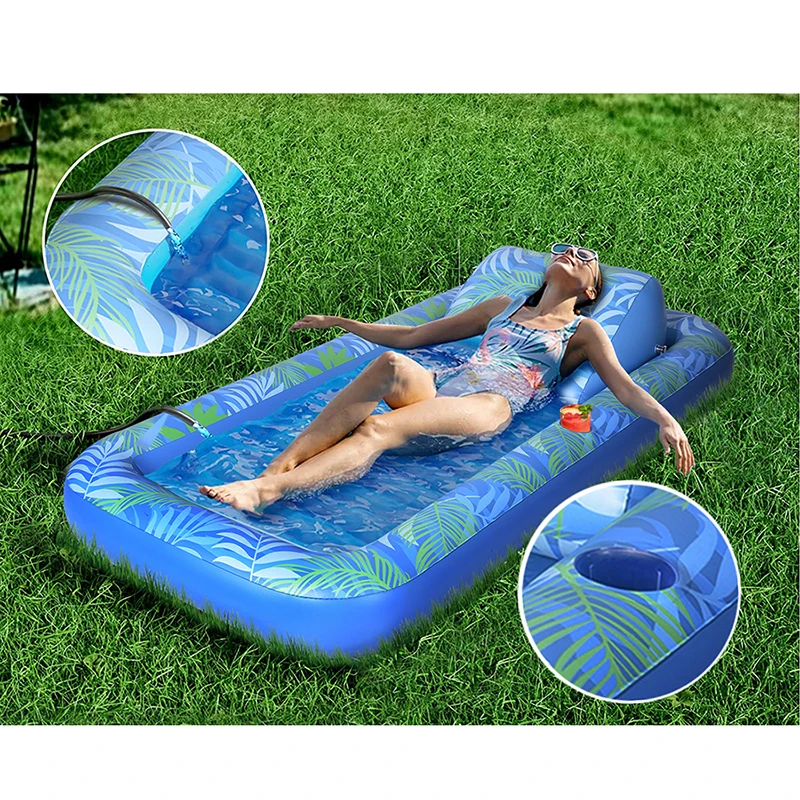 Custom PVC Inflatable Tanning Pool Sun SPA Double Paddling Pool Float for Adult Inflatable Loungers With Pillow