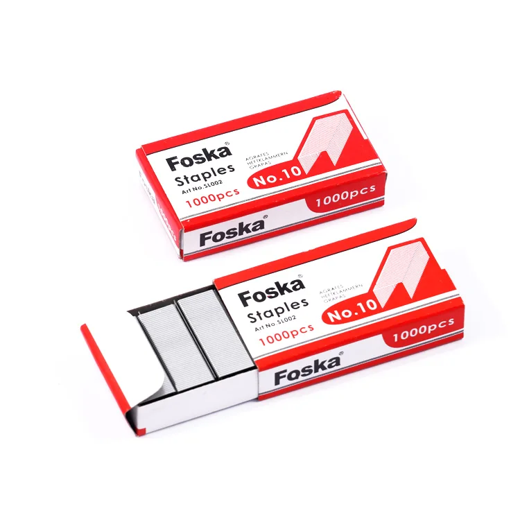 Foska Super Cost Effective Anti-rust Galvanized Wire No.10 Silver Staples for School Office Stationery Supplies
