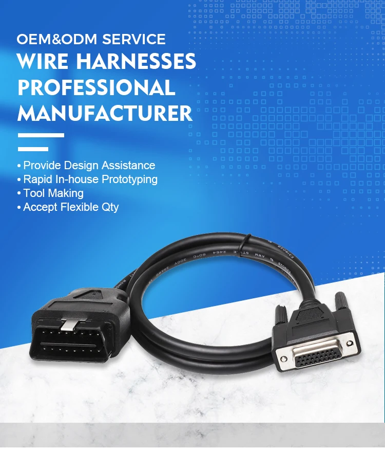 product 16pin m to  d sub 26p f 16 pin male femaleobd2 to db 26 female obdii cariest diagnostic cable for vga interface diagnostic diy-2