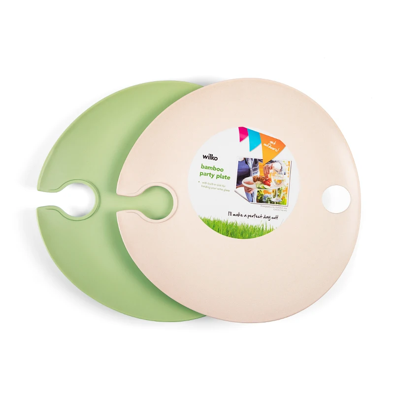 Cocktail Appetizer Plates with Wine Glass Holder Plastic Dinnerware Set for  Weddings Parties Made from Melamine Bamboo Fiber