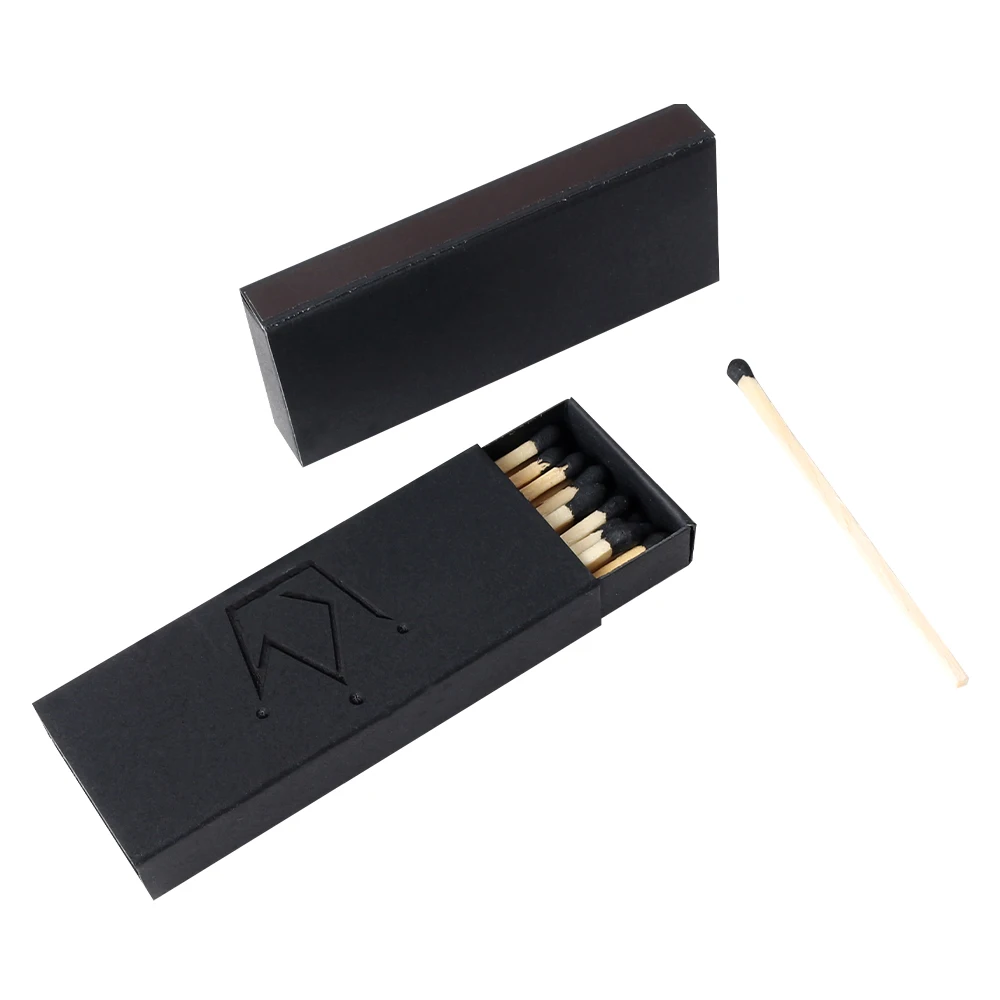 Personalized Black Matches in Matchbox with UV Coating Matt Lamination Embossing Custom Large Gift Packaging