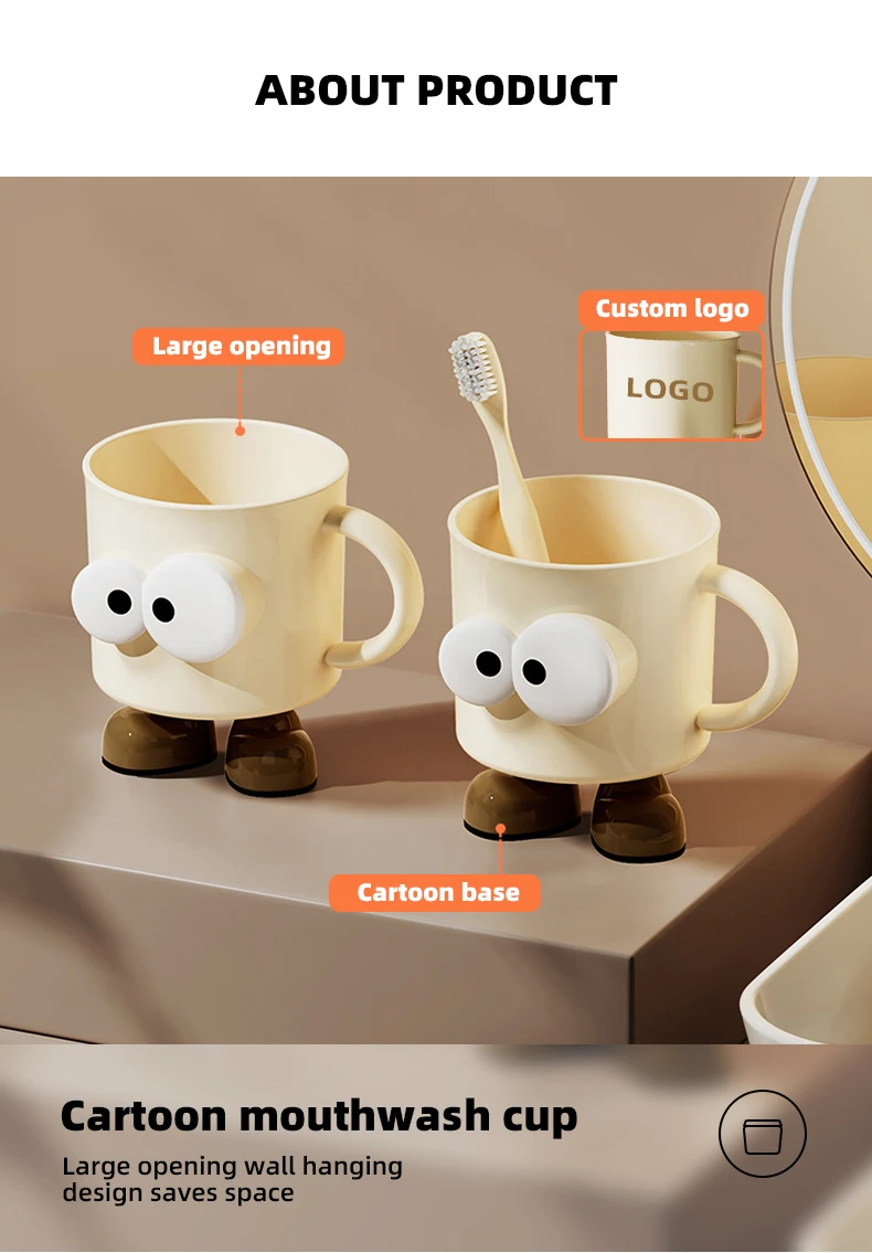 Wannuo Large Opening Children's Washing Cup Cartoon Base Mouthwash Cup Cute Plastic PP Bathroom Cup details