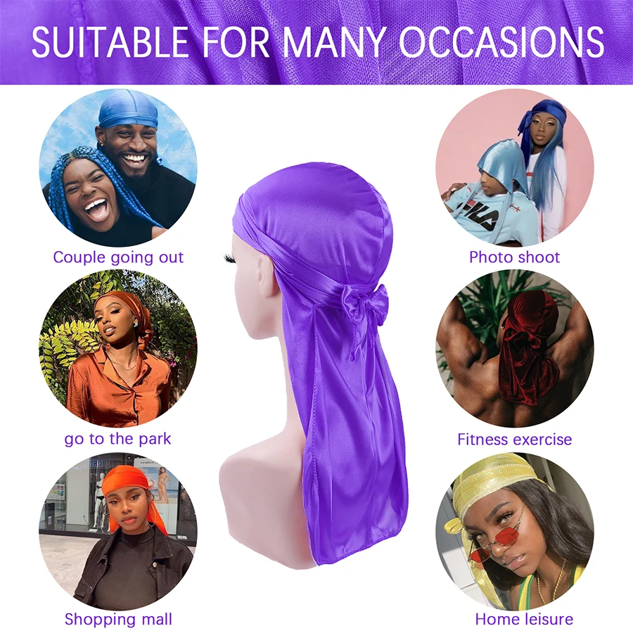 Wholesale Luxury Printed Silk Extra Long Tie Bandana Durag Doo Rags