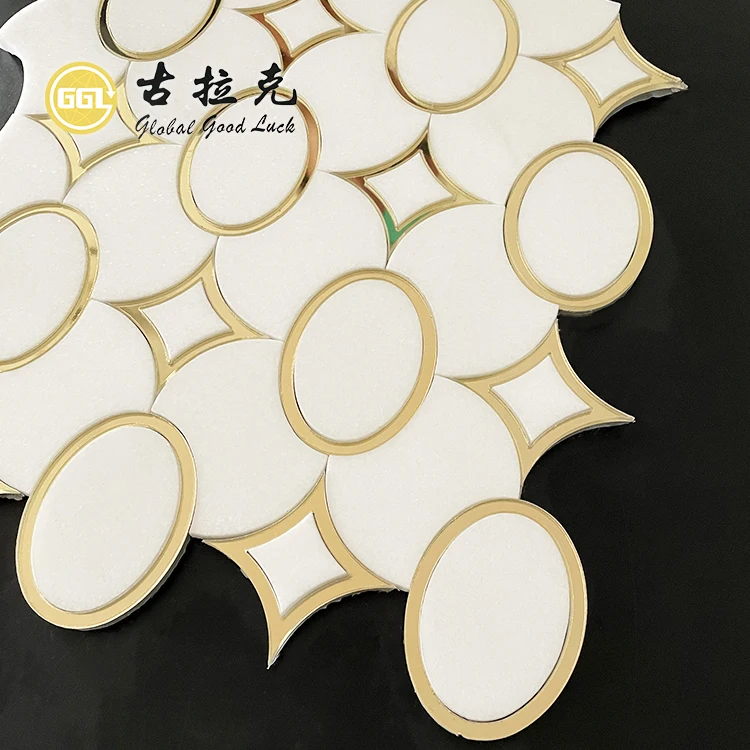 Chinese Waterjet Marble Mosaic Tile For Bathroom Glass Mosaic For Sales