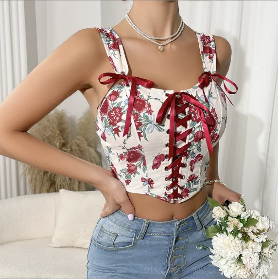 Y08152 floral corset bustier front view