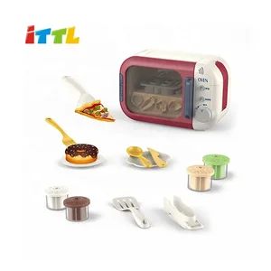 ITTL Pretend Play Juguetes Para Los Ninos Plastic Play Kitchen Cooking Toy Microwave Oven Play Dough