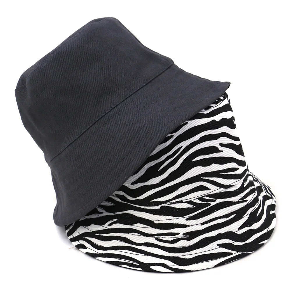 New Double Faced Zebra Print Bucket Hat 
