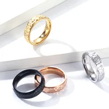 GuangZhou Fashion Jewelry 18K Gold Mens Ring Stainless Steel Ring Fine Jewelry Irregular Textured Pattern Couple Ring