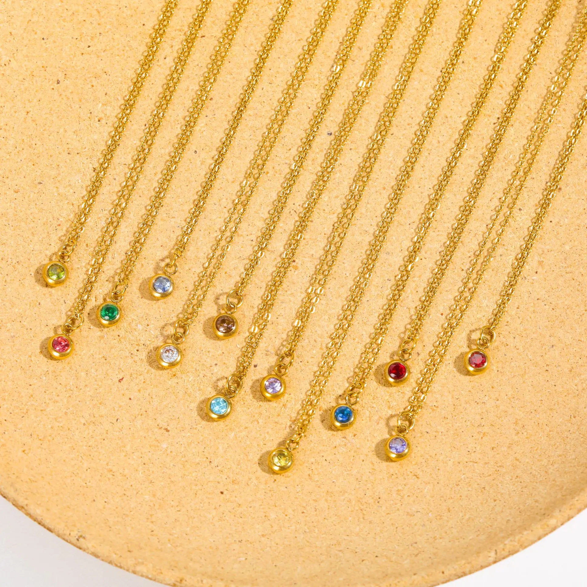 Vintage Jewelry Gemstone Zircon Pendant Stainless Steel Chocker