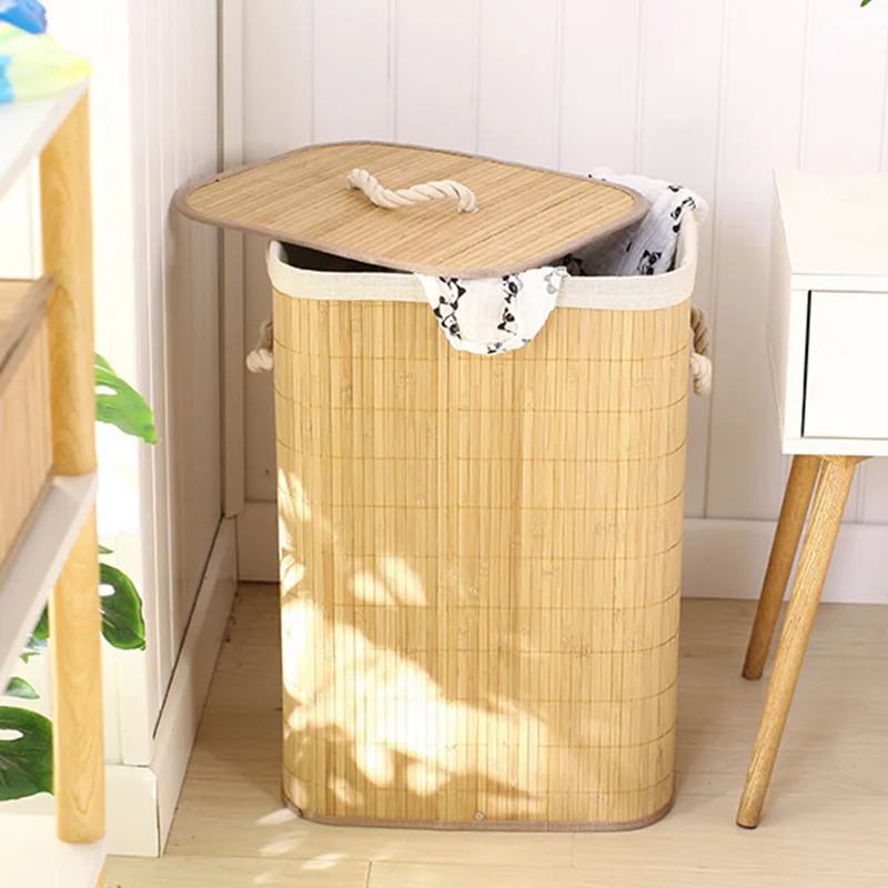 Bamboo Laundry Hamper Collapsible Laundry Basket With Removable Liner