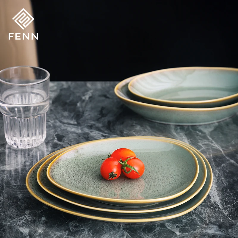 product fenn ceramic porcelain glaze color irregular dinner set tableware set hospitality ware for different style hotel924-63