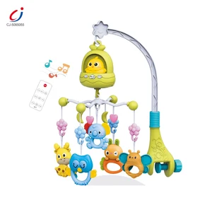 Chengji Educational Musical Sensory Learning Toddler Toys Cartoon Animal Design Remote Control Rotating Baby Crib Hanging Toys