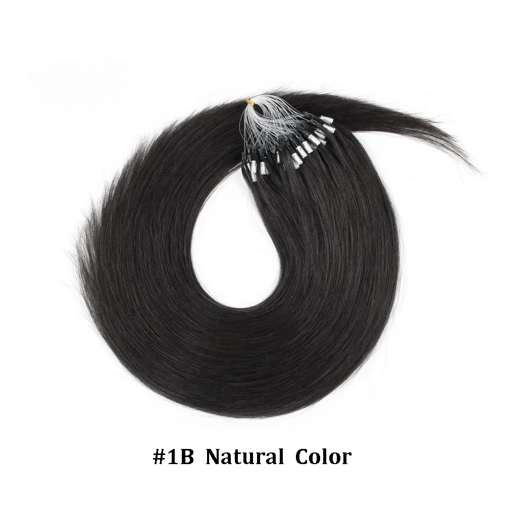 Extension per capelli lisci Micro Loop Capelli umani neri naturali Extension per capelli Micro Link Parrucca umana 50 fili/confezione per donne_voghion.com