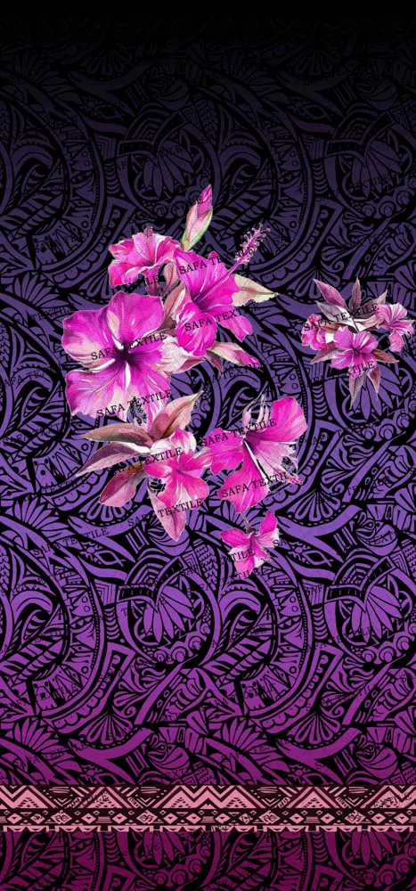 Tribal Tropical Hawaiian Design Custom Digital Print Polyester Printed Floral Polynesian Micronesia Fabric for Islander Skirt Dress