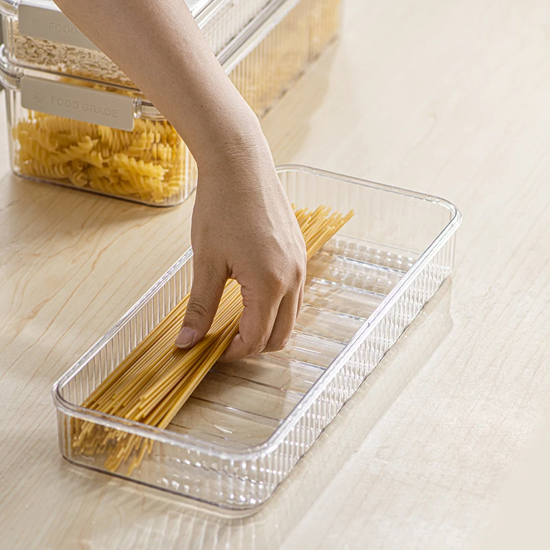 Pet Pasta-aufbewahrungsbehälter 1,5l/2,6l Spaghetti-behälter Mit Schnappverschluss-töpfen Trockenfutter-vorratsorganizer Stapelbar