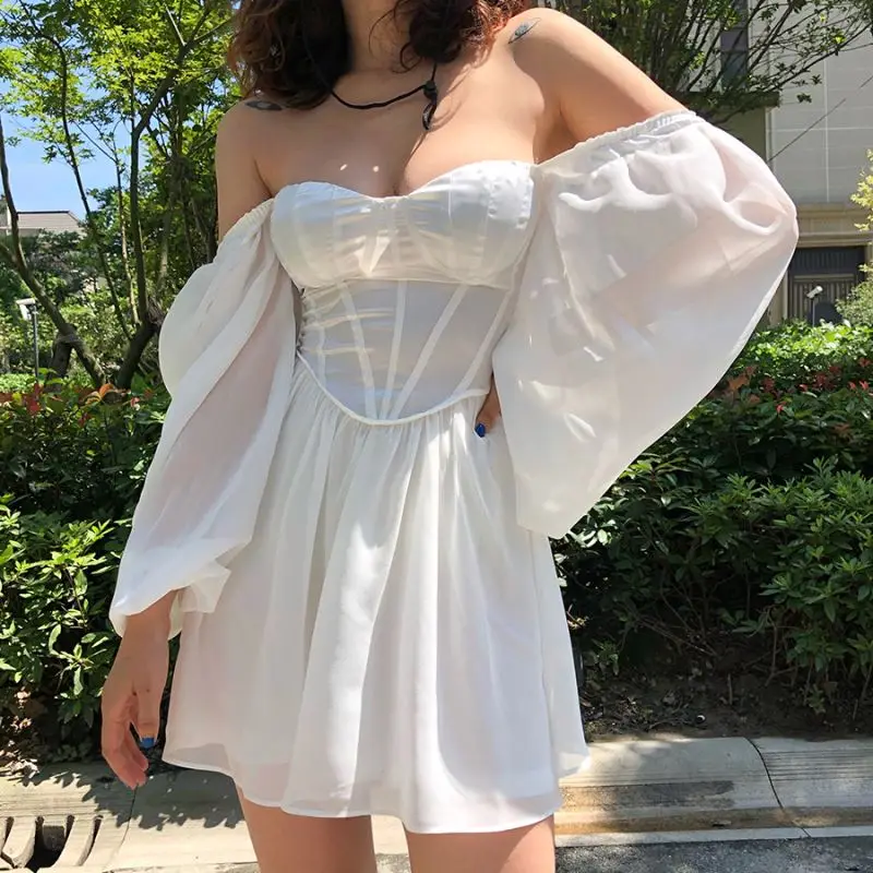 Dropshipping Sweet Korean Lace Prom Dress Women Summer New Casual Elegant  Mesh Mini Dresses Female Casual Street Wear