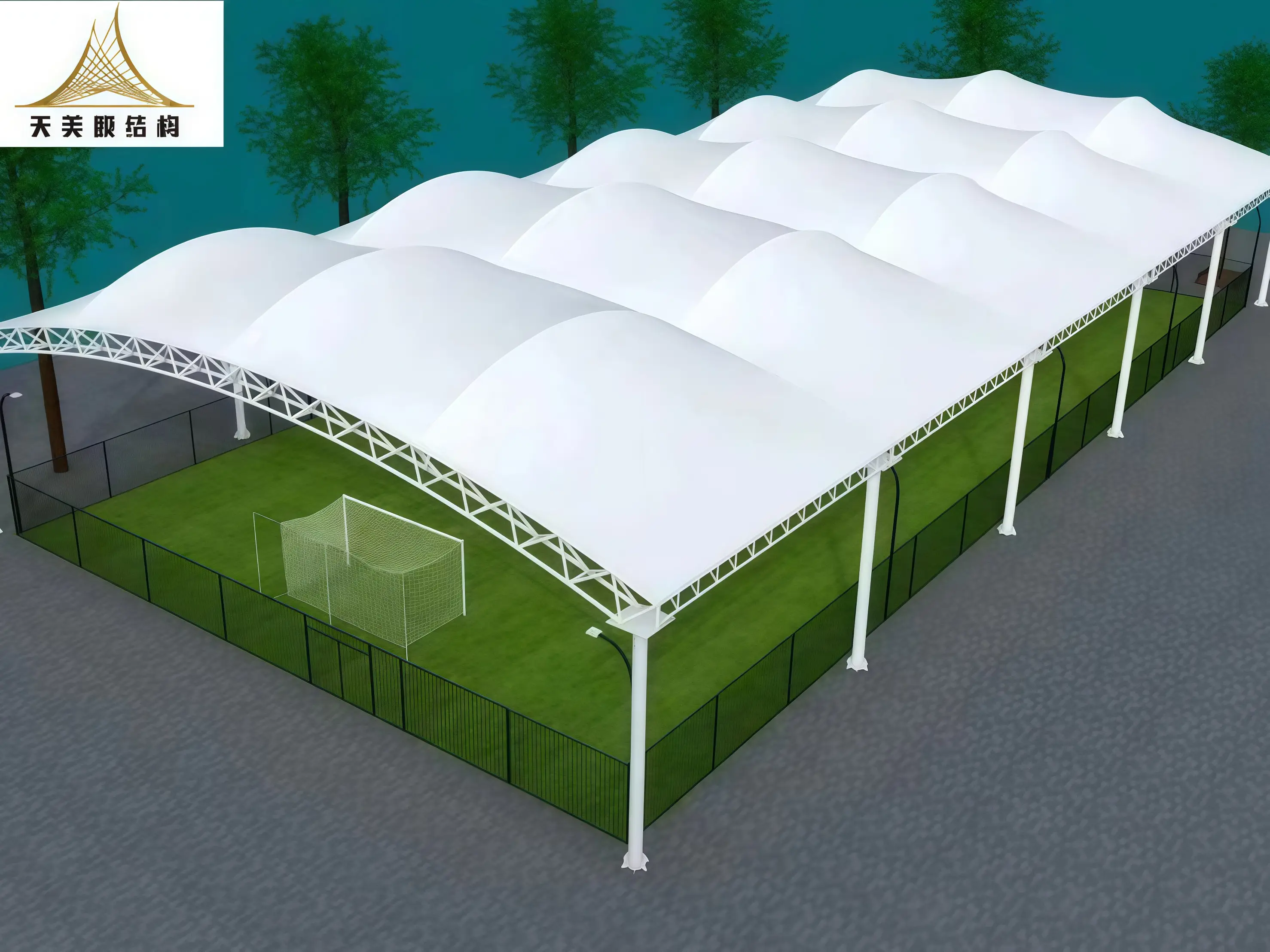 TIMI Wholesale Custom PVDF PTFE Architecture Tensile Membrane Structure Tent for Pickelball Tennis Football Court Roof