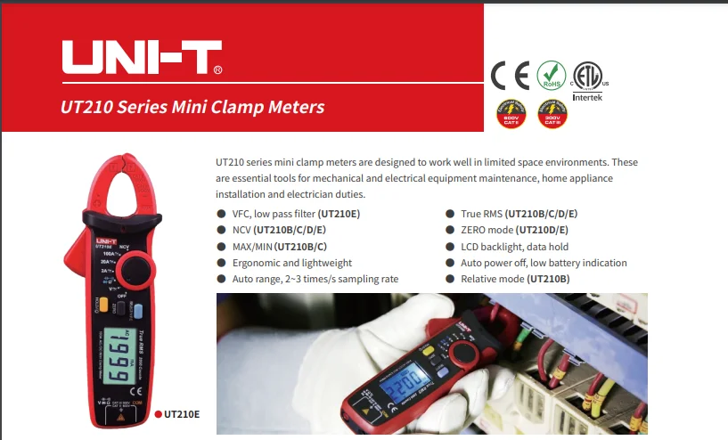 Unit Ut210 UNI-T UT210E Mini Clamp Meter - Precision Digital Multimeter