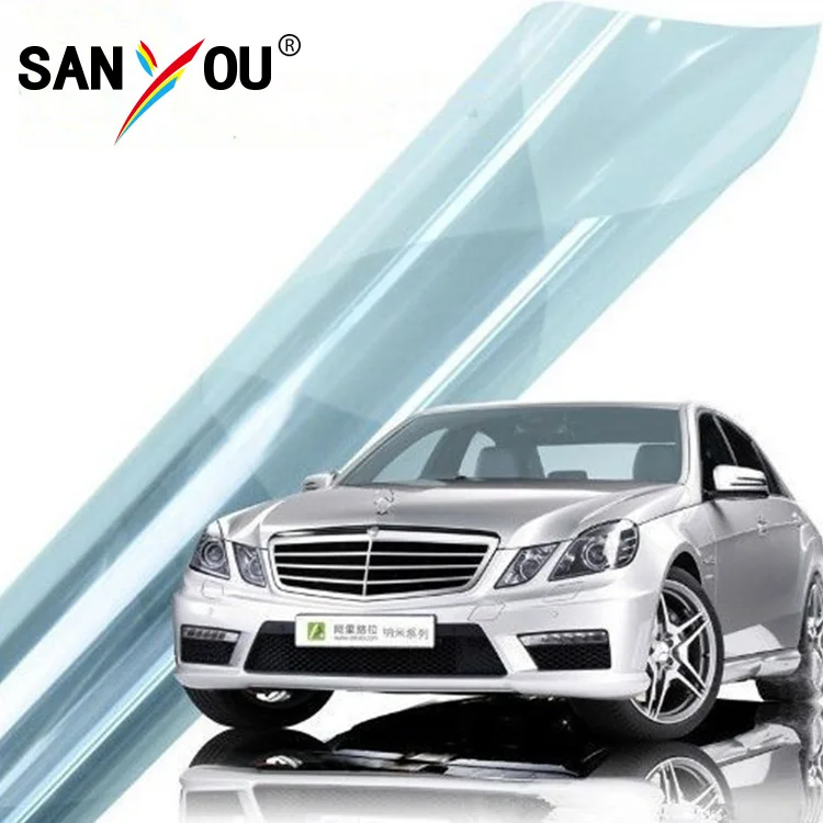 Light Blue Color Car Window Tinting Nano Materials Film With Adhesive Anti Glare Film Heat Rejection