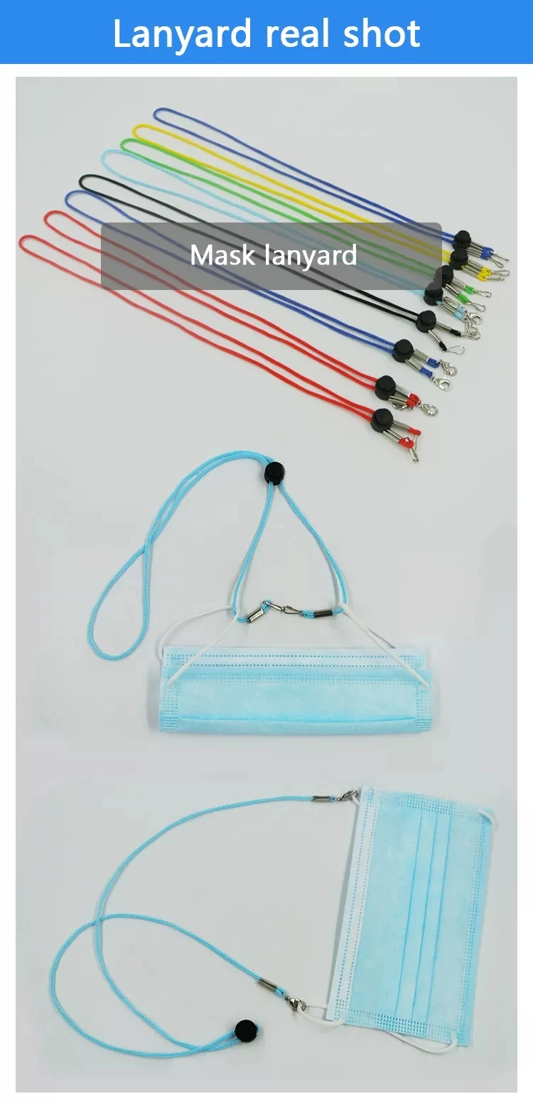 Custom Sublimation Colorful Woven Adjustable Length Cord Chain Strap Breakaway Kids Facemask Face Masking Lanyard