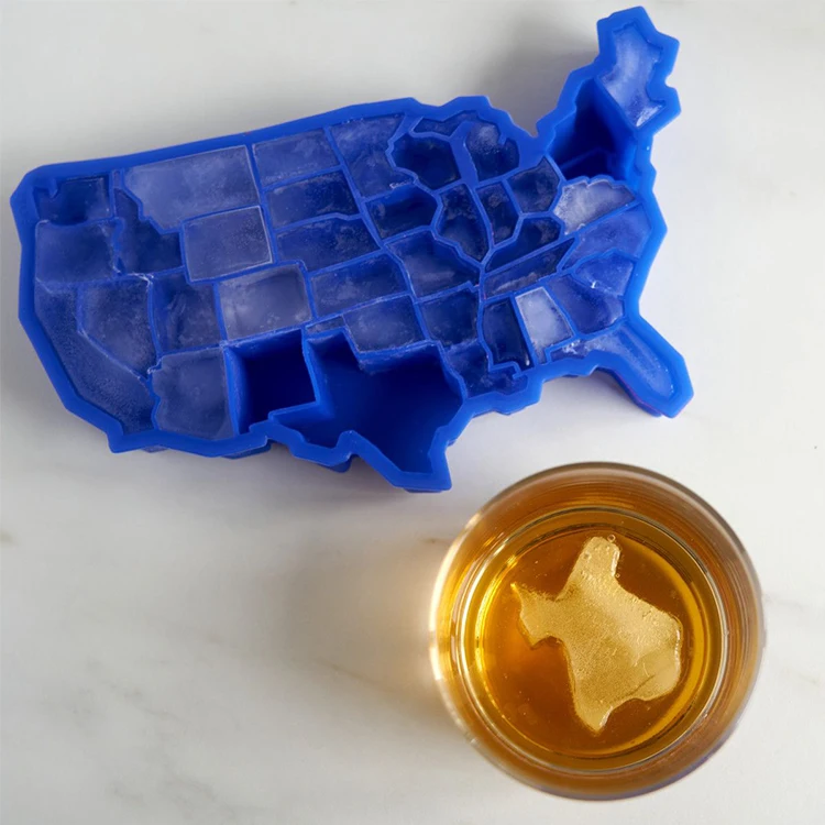 Show Your Patriotism! Blue Silicone USA Ice Cube Tray – BPA Free, Made In USA