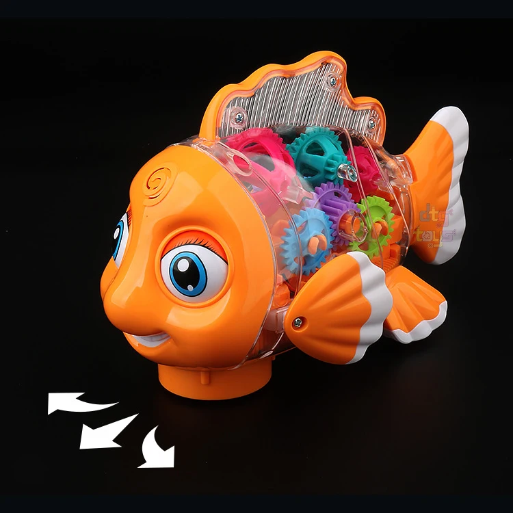 Universal Running Battery Concept Gear Fish Car Children Electric Music Flashing Light Kids Transparent Gear Toy Car