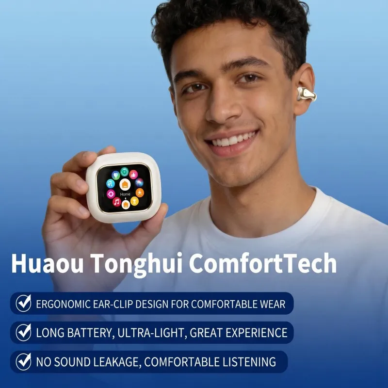 Seamless Communication Ai Translator Headphones 164+ Languages App Control Ear Clip Wireless Earbuds for World Travel