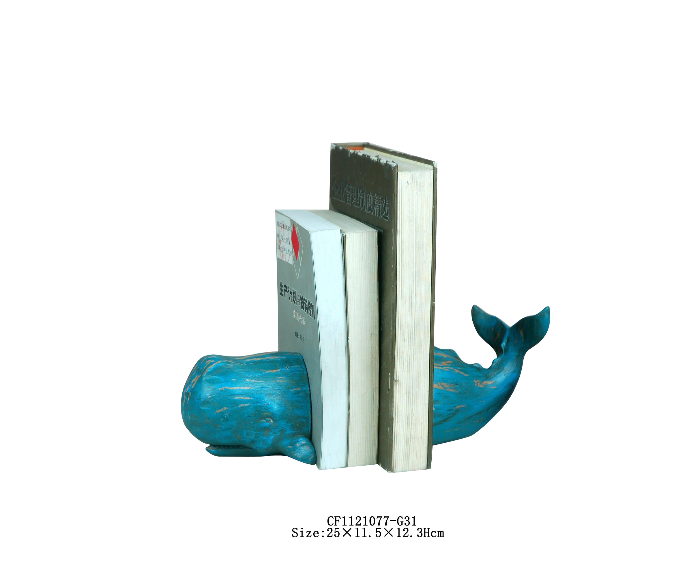 Hand-made Resin Wood-look Sperm Whale Bookend Sculpture For Nautical Decor Gift manufacture