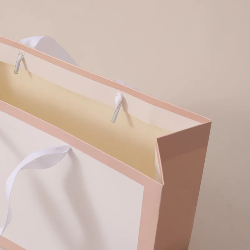 Custom Your Own Logo Printed Recyclable Luxury Paper Bags Packaging Clothing Shopping Paper Bag With White Ribbon Handle
