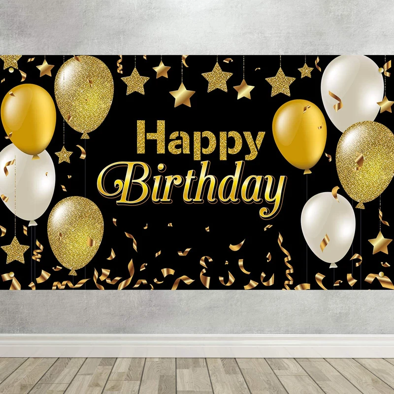  Happy 30th Birthday Banner Backdrop Royal Curtain Decorations  Black Gold Background 30 Years Old Bday for Women Men Photography Party  Decor Supplies : Electronics