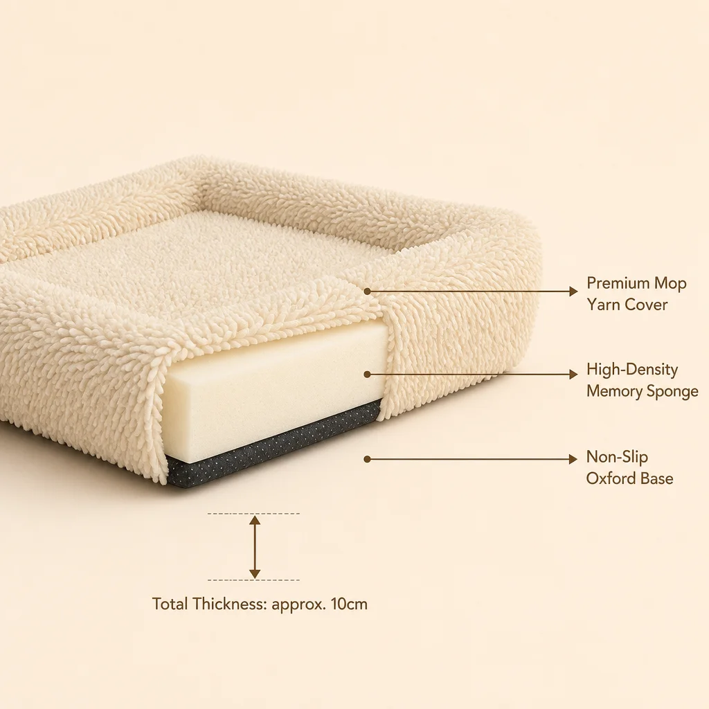 Chenille Mop Plush Rectangle Dog Bed — Product details 4