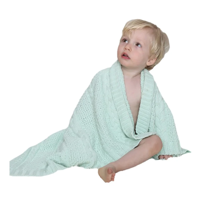 Ld 100% Cottonbaby virkad stickad kabelstickad barnfilt.