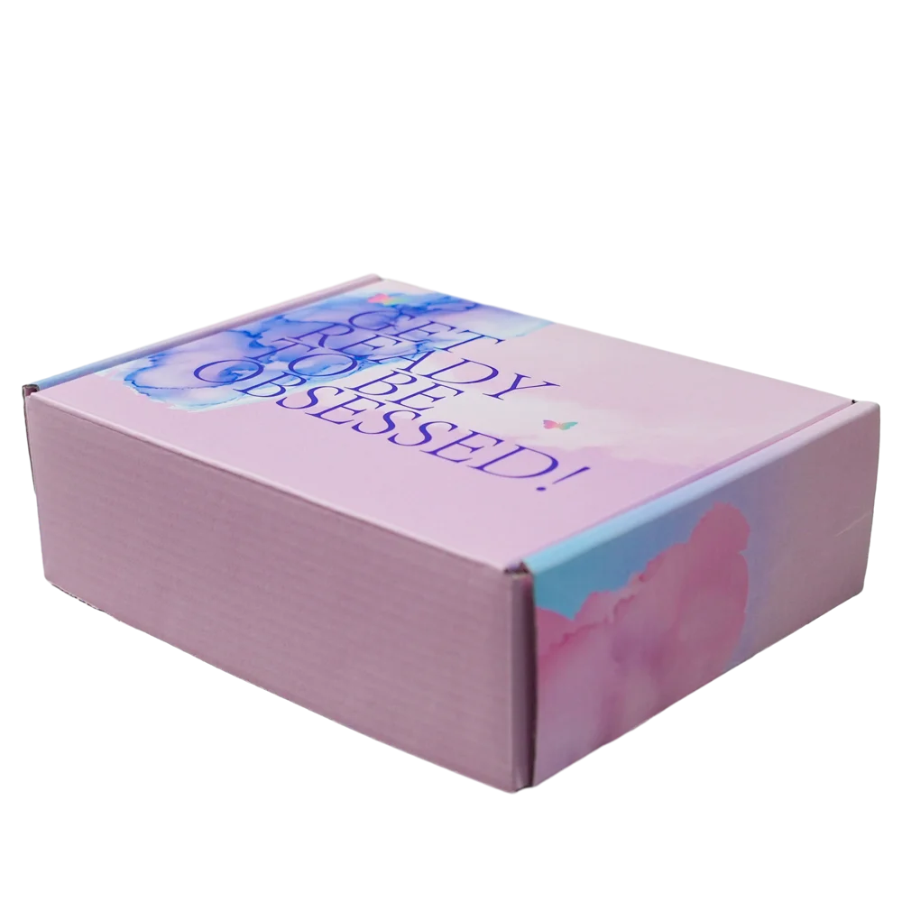 Cosmetic Set Pack Custom Logo Cardboard Cartons Shipping Mailer Box Pink  Cosmetics Mailing Skin Care Corrugated Packaging Boxes