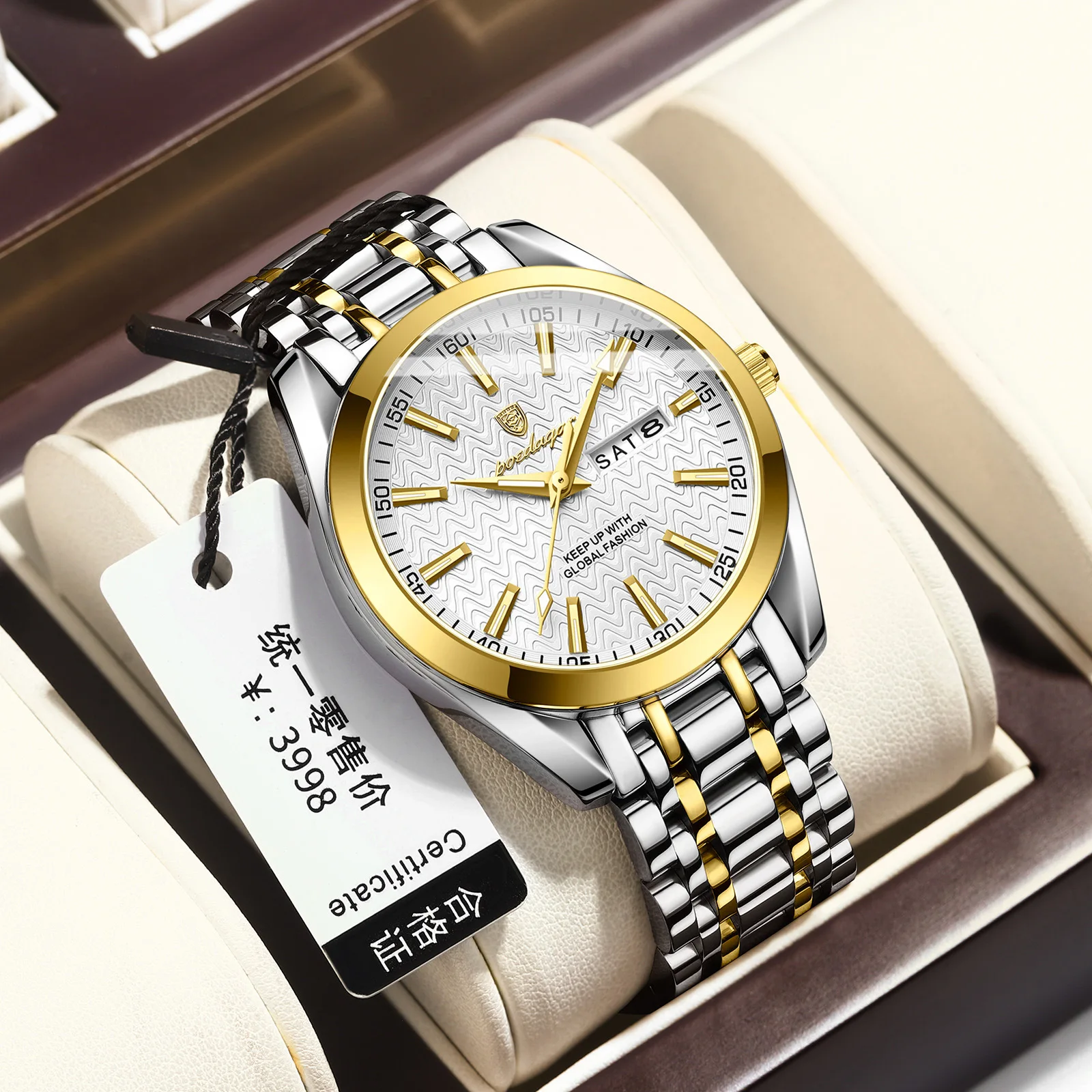 Mode Quartz Montre-Bracelet Vintage Or Montre Mâle Or De Luxe Classique  Homme Montres Étanche Horloge P962