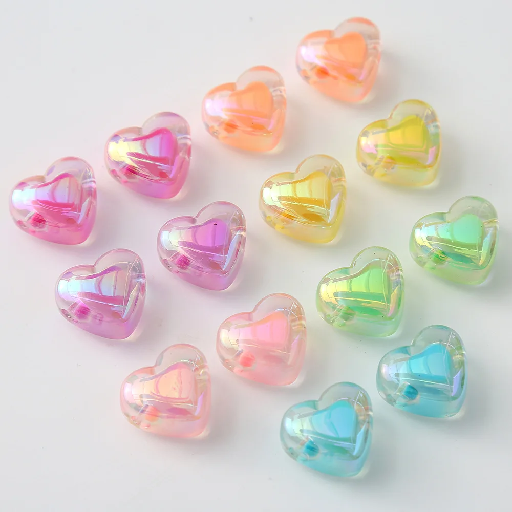 Fashion Diy Uv Plated Heart Shape Acrylic Beads Inner Chunky Beads For ...