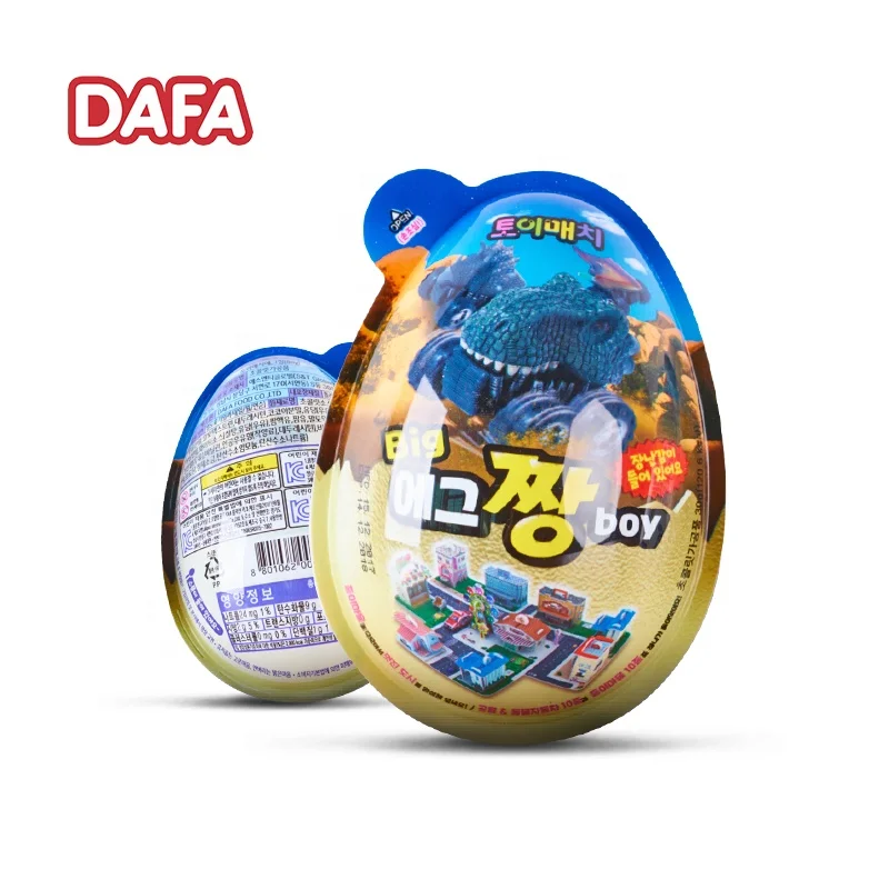 for boy big chocolate egg with various cute plastic toys