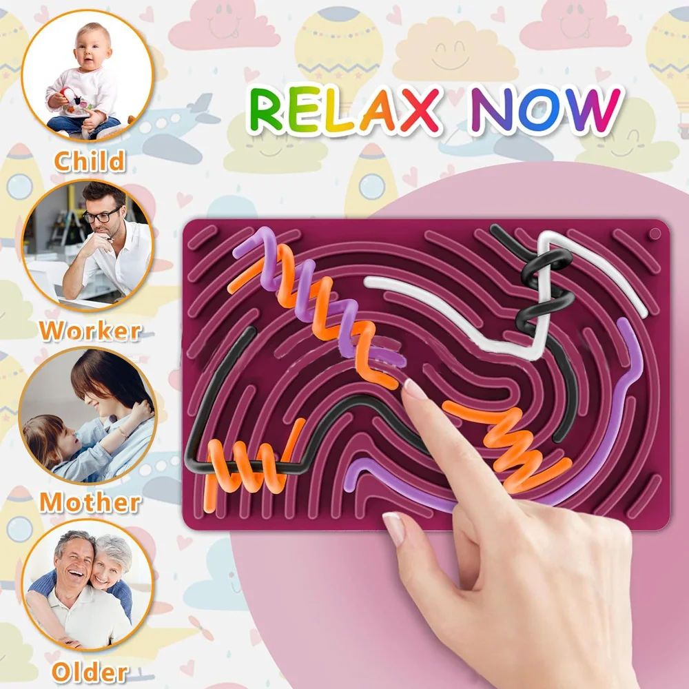 12 Strings Sensory Activity Board,Silicone Fidget Toy for Stress Relief ...