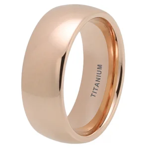 Coolstyle Jewelry Domed Polished 8mm Wholesale Rose Gold Plated Titanium Ring for Men Women Fashion Engagement Wedding Band