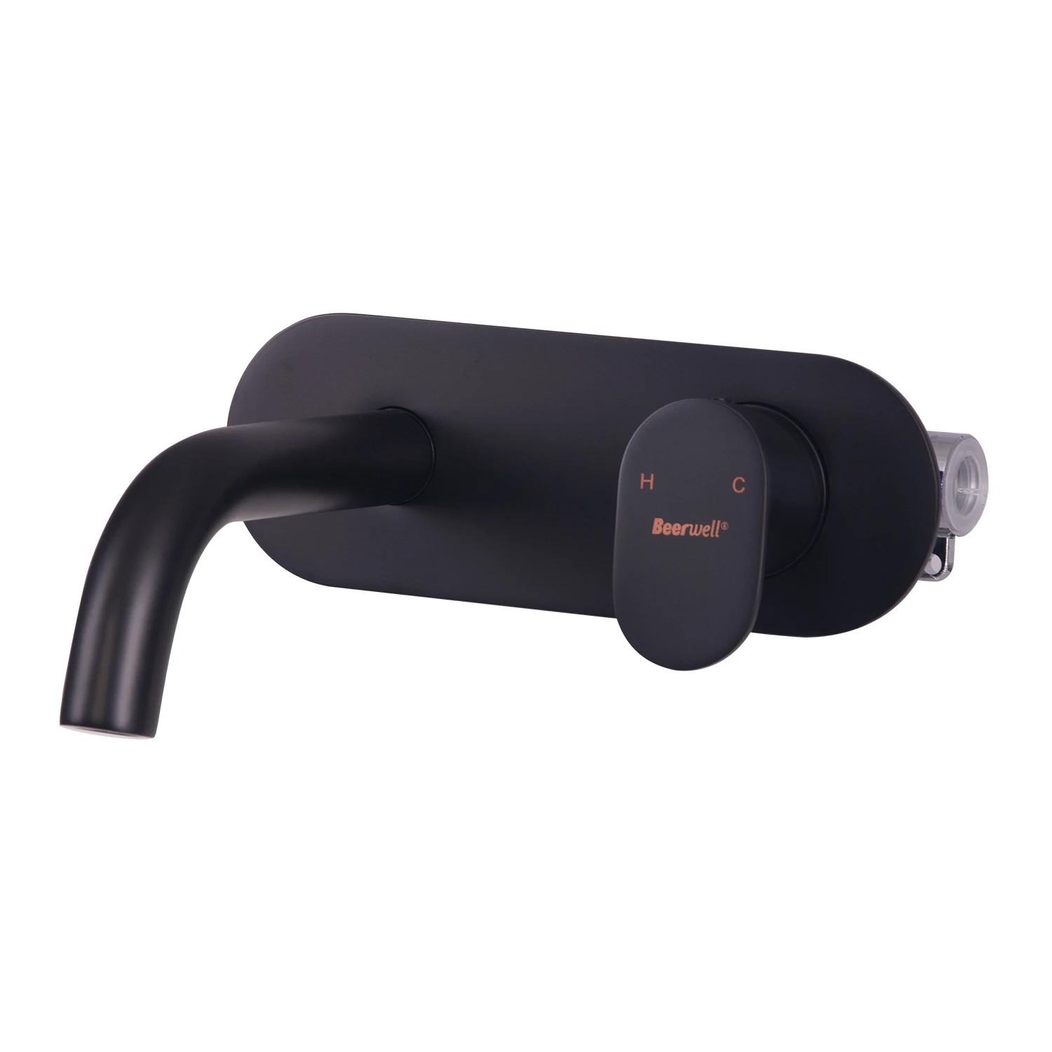 Modern Brass Wall-mounted Basin Tap - Black  details